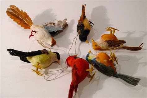 feathered bird christmas tree ornaments